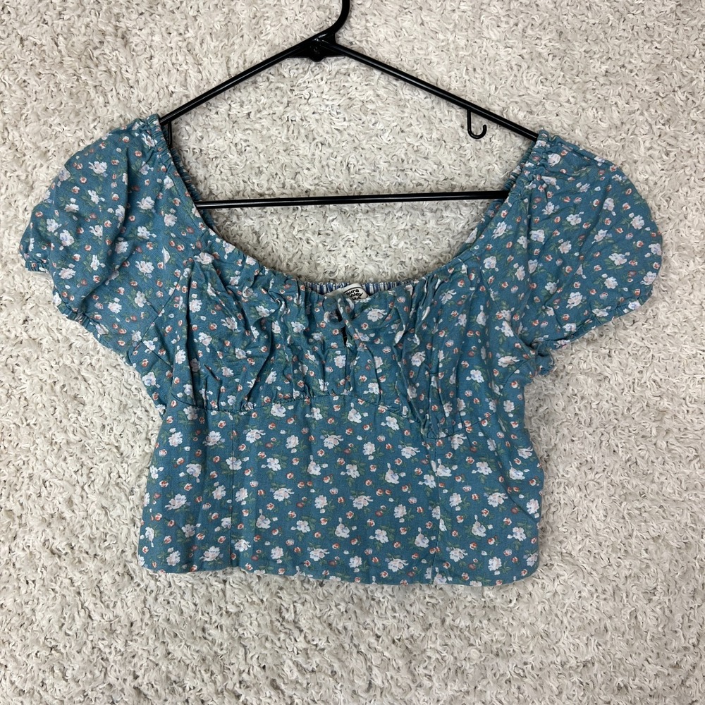 Lucky Brand Laura Ashley Corset Crop Top Womens Small Linen Blend Cottagecore